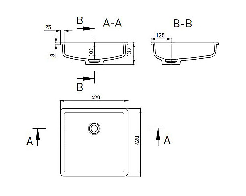 Купить Раковина 42x42 см Salini S-Stone Marea 07 1802207M в магазине сантехники Santeh-Crystal.ru