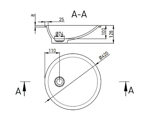 Заказать Раковина 42x42 см Salini S-Stone Marea 08 1802208M в магазине сантехники Santeh-Crystal.ru