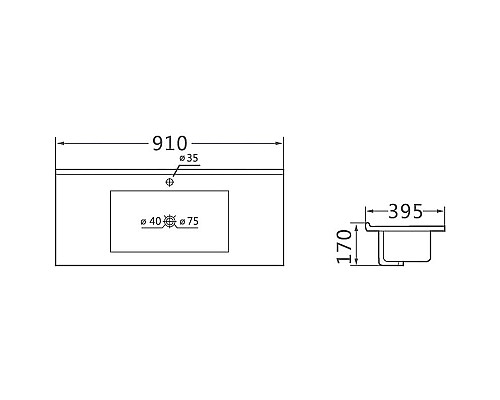 Заказать Раковина Vincea 90 VBS-13990S1 Белая в магазине сантехники Santeh-Crystal.ru