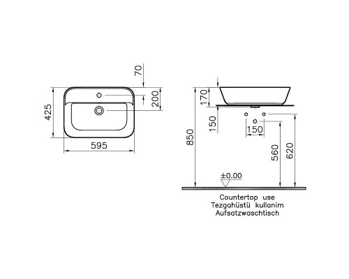 Приобрести Раковина-чаша Vitra Geo 60 7426B003-0001 Белая в магазине сантехники Santeh-Crystal.ru