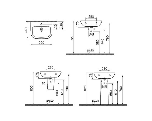 Купить Раковина Vitra S20 55 5502B003-0001 Белая в магазине сантехники Santeh-Crystal.ru