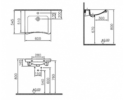 Купить Раковина Vitra S20 Conforma 5289B003-0001 Белая в магазине сантехники Santeh-Crystal.ru
