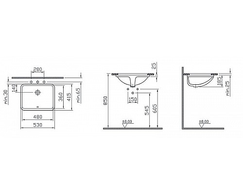 Приобрести Раковина Vitra S 50 53 5339B003-0012 Белая в магазине сантехники Santeh-Crystal.ru
