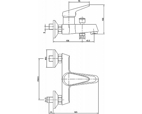 Купить Смеситель для ванны Aquanet Round Handle SD90701.02 Хром в магазине сантехники Santeh-Crystal.ru