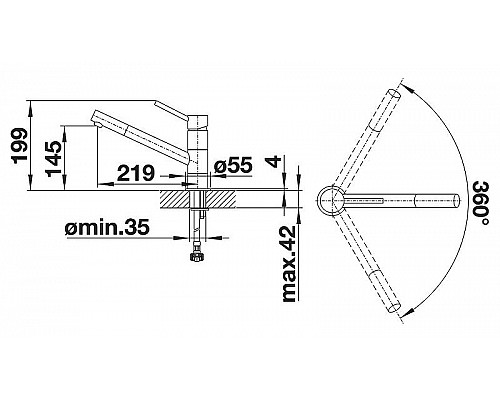 Купить Смеситель для кухни Blanco Kano 525029 Алюметаллик Хром в магазине сантехники Santeh-Crystal.ru