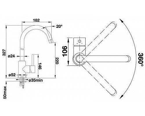 Приобрести Смеситель для кухни Blanco Mida 526232 Черный в магазине сантехники Santeh-Crystal.ru