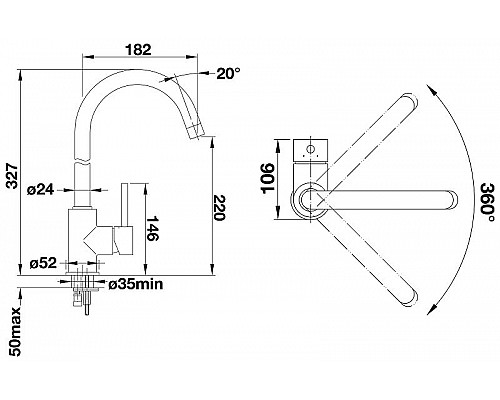 Заказать Смеситель для кухни Blanco Mida 524209 Темная скала в магазине сантехники Santeh-Crystal.ru