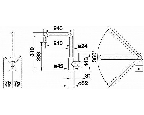 Купить Смеситель для кухни Blanco Mili 525107 Алюметаллик Хром в магазине сантехники Santeh-Crystal.ru