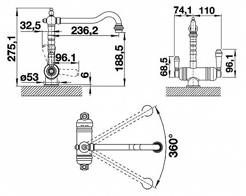 Приобрести Смеситель для кухни Blanco Sora 524217 Хром в магазине сантехники Santeh-Crystal.ru