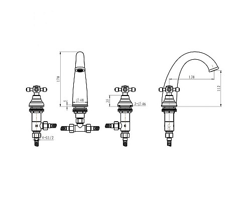Заказать Смеситель для раковины Boheme Flora 317-FL Бронза в магазине сантехники Santeh-Crystal.ru
