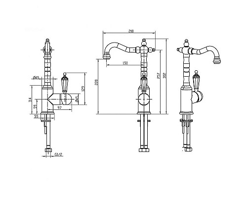 Заказать Смеситель для раковины Boheme Imperiale Presente 322 Золото в магазине сантехники Santeh-Crystal.ru