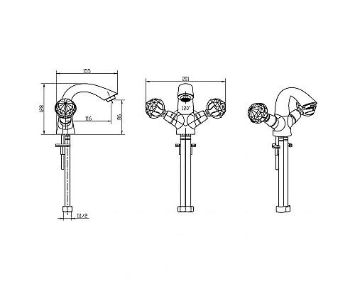 Купить Смеситель для раковины Boheme Imperiale Presente 331 Золото в магазине сантехники Santeh-Crystal.ru