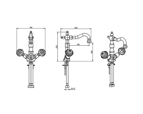 Приобрести Смеситель для раковины Boheme Imperiale Presente 332 Золото в магазине сантехники Santeh-Crystal.ru