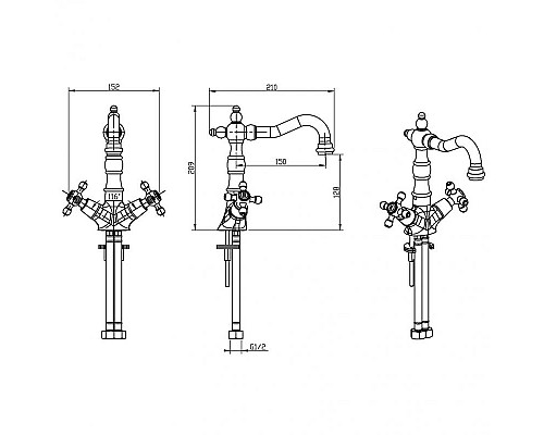 Приобрести Смеситель для раковины Boheme Medici Presente 312 Бронза в магазине сантехники Santeh-Crystal.ru