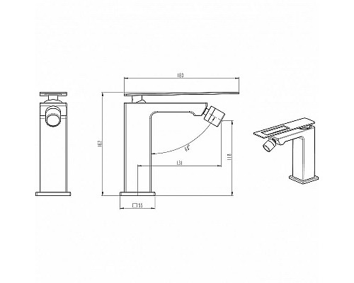 Заказать Смеситель для биде Boheme Q 146-BUW Черный Синий в магазине сантехники Santeh-Crystal.ru