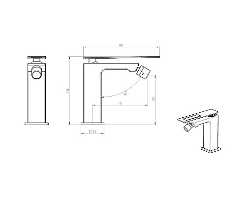 Приобрести Смеситель для биде Boheme Q 146-BCR Черный Хром в магазине сантехники Santeh-Crystal.ru