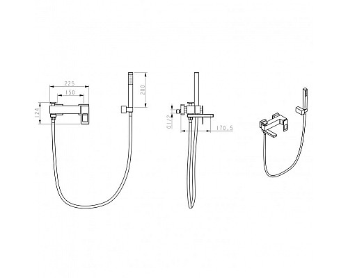 Заказать Смеситель для ванны Boheme Q 143-GB Золото Черный в магазине сантехники Santeh-Crystal.ru