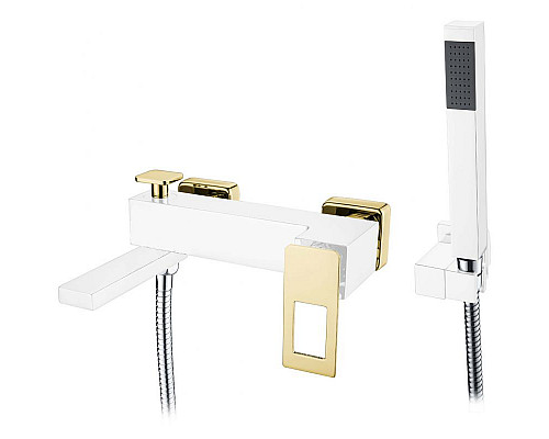 Заказать Смеситель для ванны Boheme Q 143-WG Белый Золото в магазине сантехники Santeh-Crystal.ru