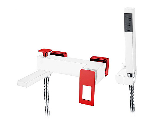 Купить Смеситель для ванны Boheme Q 143-WR Белый Красный в магазине сантехники Santeh-Crystal.ru