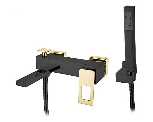 Приобрести Смеситель для ванны Boheme Q 143-BG Черный Золото в магазине сантехники Santeh-Crystal.ru