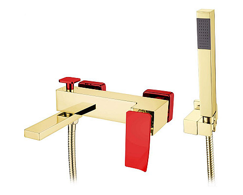 Заказать Смеситель для ванны Boheme Q 143-GR.2 Золото Красный в магазине сантехники Santeh-Crystal.ru