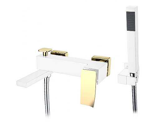 Купить Смеситель для ванны Boheme Q 143-WG.2 Белый Золото в магазине сантехники Santeh-Crystal.ru