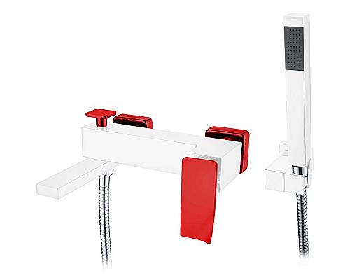Приобрести Смеситель для ванны Boheme Q 143-WR.2 Белый Красный в магазине сантехники Santeh-Crystal.ru
