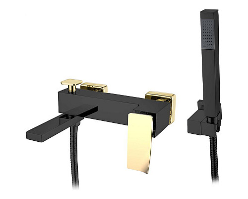 Приобрести Смеситель для ванны Boheme Q 143-BG.2 Черный Золото в магазине сантехники Santeh-Crystal.ru