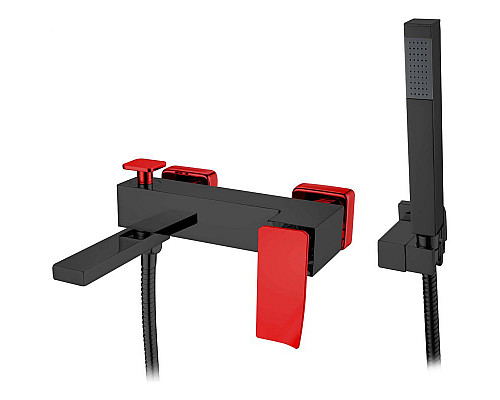 Приобрести Смеситель для ванны Boheme Q 143-BR.2 Черный Красный в магазине сантехники Santeh-Crystal.ru