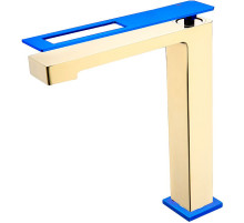 Смеситель для раковины Boheme Q 142-GUW Золото Синий