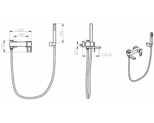 Заказать Смеситель для ванны Boheme Q 143-BUW Черный матовый Синий в магазине сантехники Santeh-Crystal.ru