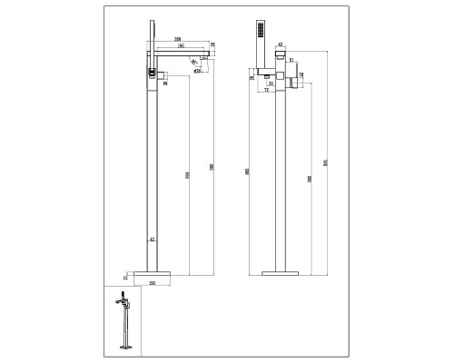 Смеситель для ванны Boheme Qubic 479-NB цвет Брашированный никель