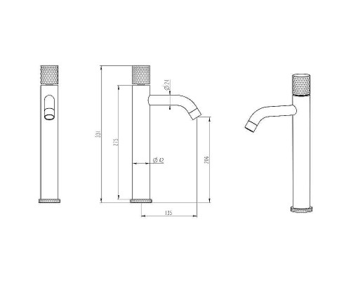 Смеситель для раковины Boheme Stick 122-MG.2 Золото матовое