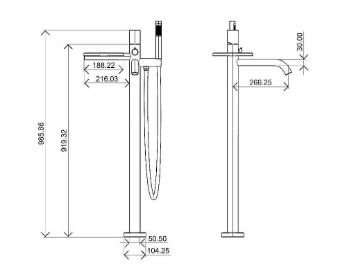 Смеситель для ванны Boheme Stick 129-GM.2 Оружейная сталь