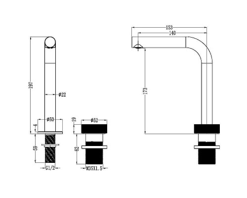 Смеситель для раковины Boheme Tech 158-MG Золото матовое