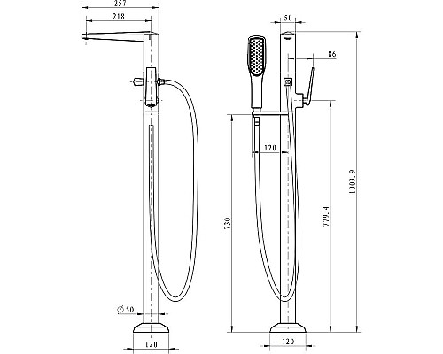 Заказать Смеситель для ванны Boheme Venturo 379-SGM Оружейная сталь глянцевая в магазине сантехники Santeh-Crystal.ru