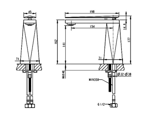 Купить Смеситель для раковины Bravat Diamond F118102C-2-ENG Хром в магазине сантехники Santeh-Crystal.ru