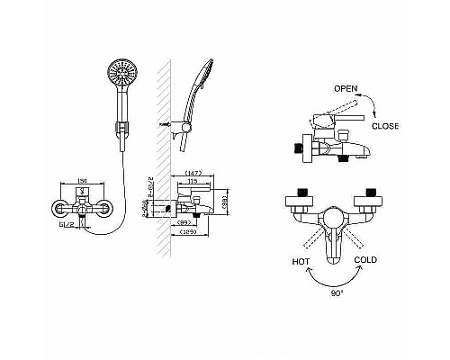 Приобрести Смеситель для ванны Bravat Slim F6332366CP-01-RUS Хром в магазине сантехники Santeh-Crystal.ru