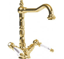 Смеситель для раковины Cezares Diamond LS2 прозрачные ручки 03 Золото 24 карат