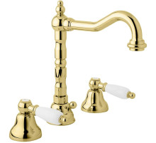 Смеситель для раковины Cezares First BLS2 ручки Белые Золото