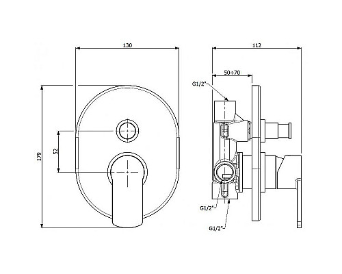 Смеситель для душа Cezares Glam GLAM-VDIM-NOP Черный матовый