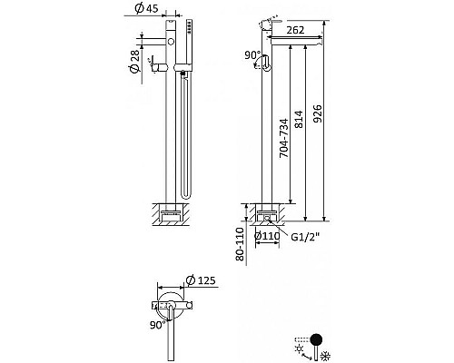 Смеситель для ванны Cezares Leaf LEAF-VDP-L-01 Хром