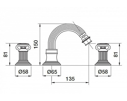 Заказать Смеситель для биде Cezares Olimp OLIMP-BBS2-03/24-Sw Золото 24 карат в магазине сантехники Santeh-Crystal.ru