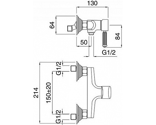 Заказать Смеситель для душа Cezares Olimp OLIMP-DM-02-L Бронза в магазине сантехники Santeh-Crystal.ru