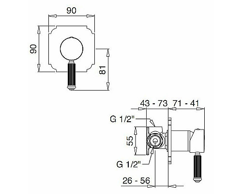 Заказать Смеситель для душа Cezares Olimp DIM2-L OLIMP-DIM2-03/24-L Золото 24 карат в магазине сантехники Santeh-Crystal.ru