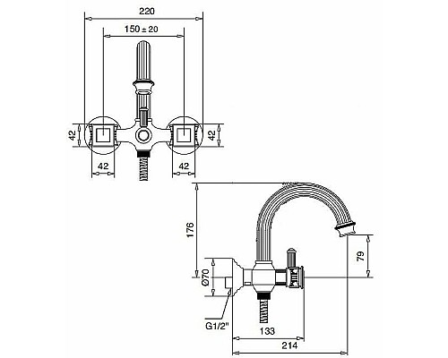 Купить Смеситель для ванны Cezares Olimp VD OLIMP-VD-01-Sw Хром в магазине сантехники Santeh-Crystal.ru