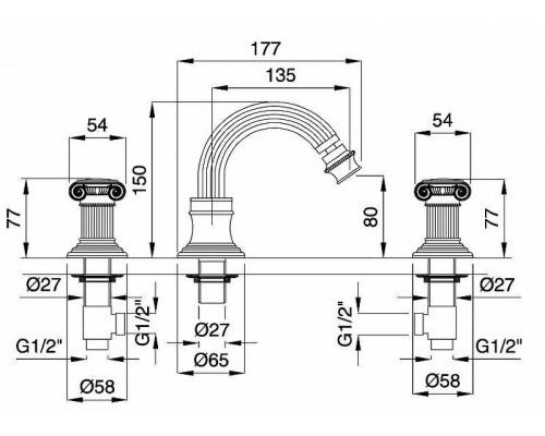 Заказать Смеситель для биде Cezares Olimp BBS2 OLIMP-BBS2-01-M Хром в магазине сантехники Santeh-Crystal.ru