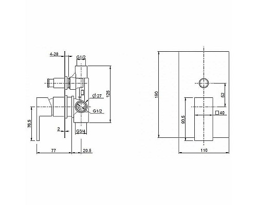 Купить Смеситель для душа Cezares UNIKA-VDIM-03/24 Золото в магазине сантехники Santeh-Crystal.ru
