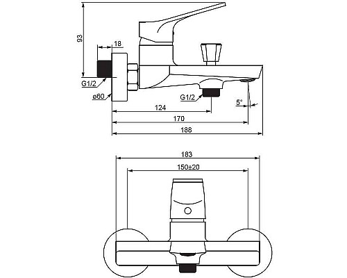 Заказать Смеситель для ванны Damixa Merkur 401000000 Хром в магазине сантехники Santeh-Crystal.ru