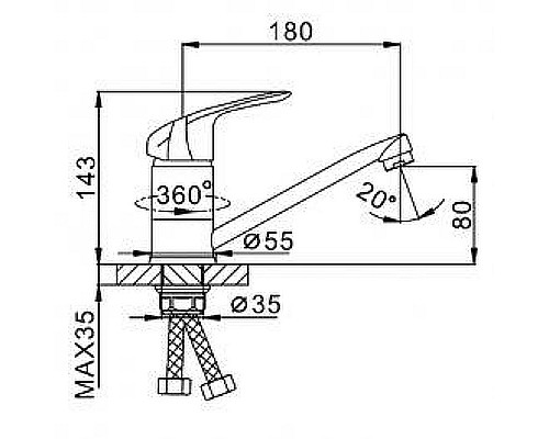 Купить Смеситель для кухни Frap H05 F4505-2 Хром в магазине сантехники Santeh-Crystal.ru
